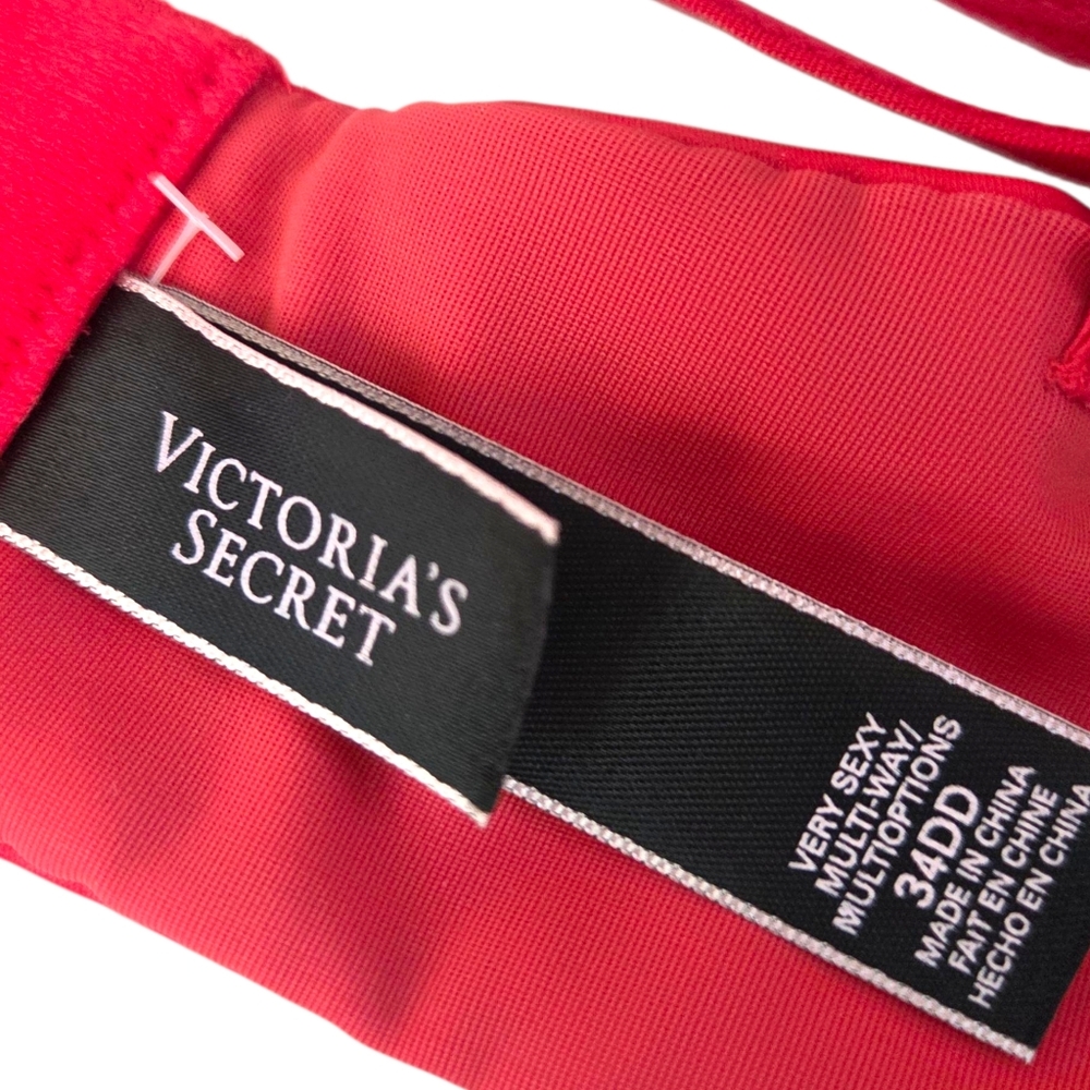 Victorias Secret Very Sexy Multi-Way Push Up Bra Convertible Strapless 34DD Red - Picture 4 of 12